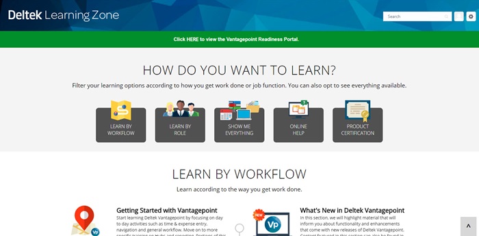 Deltek Learning Zone Vantagepoint